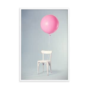 Framed Poster - Pink Baloon Tied to White Wooden Chair